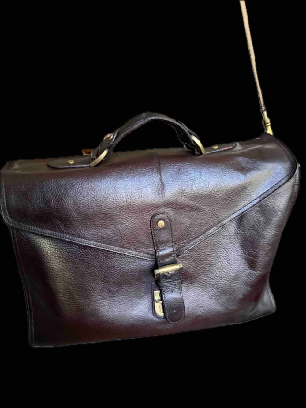 Vintage Mulberry Ethel Large Brief Travel Folio Bag Dk Brown EUC Rare